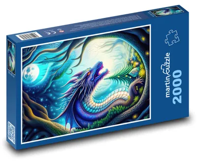 Zdjęcie produktu dla Puzzle 2000 Smok pod Księżycem - martinpuzzle