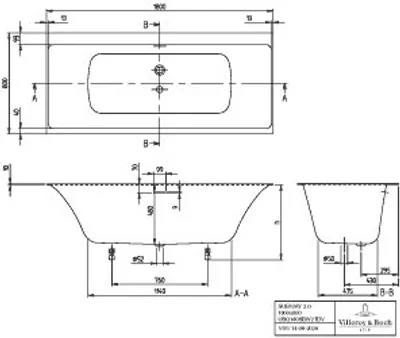 Produktbild von Villeroy & Boch UBQ180SBW2TDVRW Badewanne Subway 3.0 1800x800x480mm