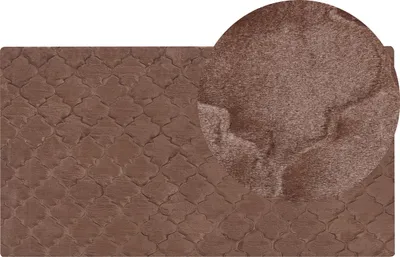 Produktbild von BELIANI Teppich Braun Kaninchen-Kunstfell 80 x 150 cm Einfarbig Handgefertigt Marokkanisches Muster Shaggy Modern Glamourös Wohnzimmer Ausstattung Deko