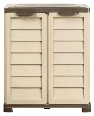 Image de Armoire Modulaire de Rangement Extérieure/Intérieure - 76 x 46 x H 89 cm - Beige et Taupe