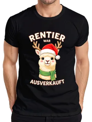 Produktbild von Rentier war t Alpaka Weihnachten lustig Geschenk Herren T-Shirt, Schwarz, L