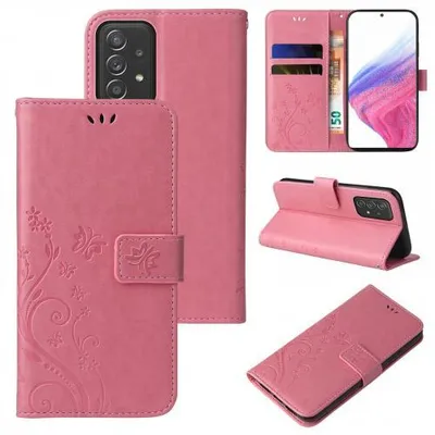 Produktbild von Kunstleder Flip-Hülle Floral für Samsung Galaxy A53 5G - Farbe: Rosegold - Modellkompatibilität: Für Samsung Galaxy A53 5G
