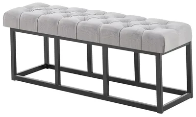 Obrázek produktu pro Lavice CLP Amun látka s černým kovovým rámem, šedá 120 cm