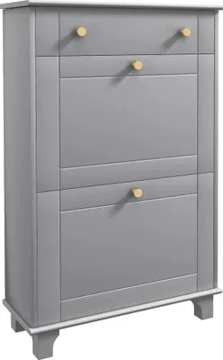 Image de Meuble à chaussures - Bascule étroite - 2 portes battantes - 1 tiroir - Pour 8 paires - 60×23,5×98,5 cm - Gris