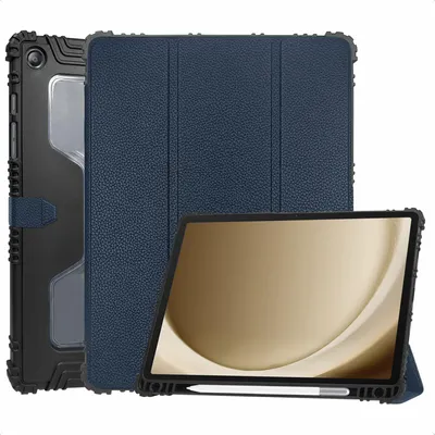 Image de Accezz Bibliothèque Trifold robuste pour la Samsung Galaxy Tab A9 Plus - Bleu foncé