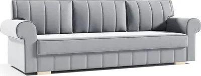 Produktbild von Schlafsofa INES Sofa mit Schlaffunktion und Bettkasten, Klappsofa, Schlafcouch mit Füßen aus Holz, Couch in Frabe: Grau, Veloursstoff