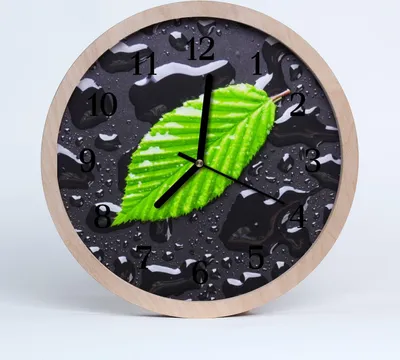 Produktbild von Holzuhr 30fi cm wanduhr - Blatt Blumen
