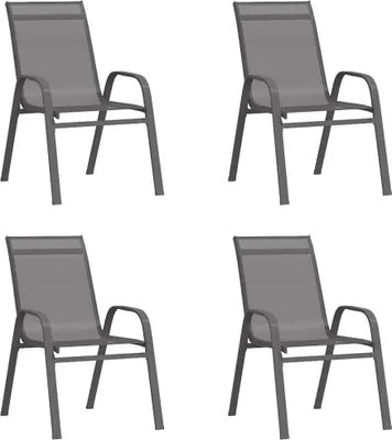 Produktbild von vidaXL Stapelbare Gartenstühle 4 Stk. Grau Textilene
