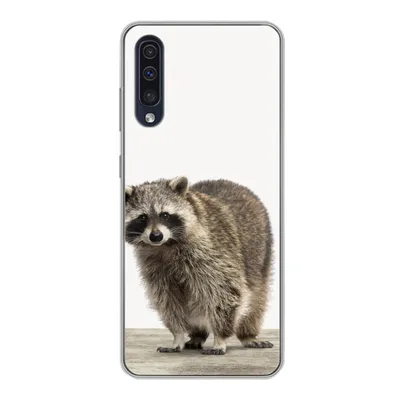 Produktbild von MuchoWow® Handyhülle Schutzhülle Hülle für Samsung Galaxy A30s Waschbär - Tiere - weißer Hintergrund - Jungen - Mädchen - Kinder Silikon Softcase Handy Hülle - Karteninhaber