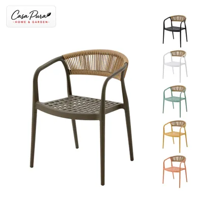 Image de Chaise de jardin Solaro, modèle extérieur avec accoudoirs et dossier en corde, couleur anthracite, 1 pièce
