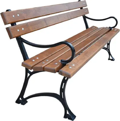 Produktbild von Casa Padrino Jugendstil Gartenbank Braun / Schwarz 150 x 40 x H. 75 cm - Sitzbank mit Armlehnen - Gartenmöbel