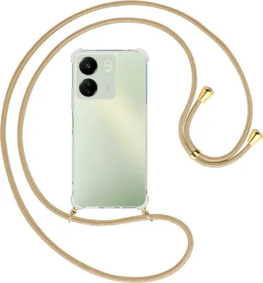 Produktbild von Handykette Backcover-Schutzhülle mit Band (Metall goldfarben) für Xiaomi Redmi 13C (6.71'') - caramel