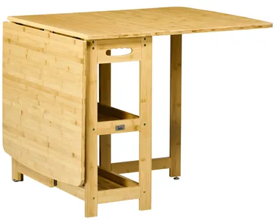 Image de Table pliante pour repas - Table pliante - Table en bambou - Table de cuisine - Table multifonctionnelle - Bambou naturel