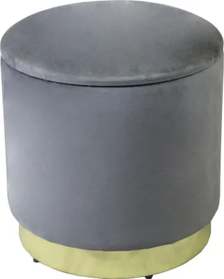 Immagine prodotto di Milani Home - pouf contenitore rotondo, velluto, seduta contenitore poggiapiedi, grigio scuro, 37 x 37 x 40 cm