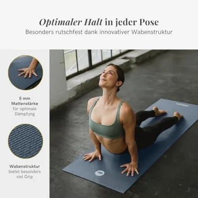 Produktbild von Yogamatte rutschfest, 183 x 61 x 0,5 cm, leichte Fitnessmatte, auch als Gymnastikmatte oder Sportmatte – hautfreundlich & schadstoff