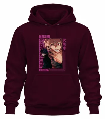 Productafbeelding van Jujutsu Kaisen, Sukuna, Megumi, Anime, Esthetiek, Duistere Vloek, Cadeau, Uni Hoodie, Kapuciantrui, Burgundy, XXL
