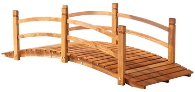 Obrázek produktu pro Dřevěný zahradní most s zábradlím, jedlový dřevo, 185 cm