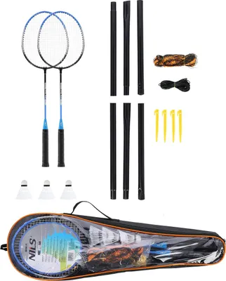 Produktbild von Badminton-Set - 2 Schläger, 3 Federbälle, Netzhülle