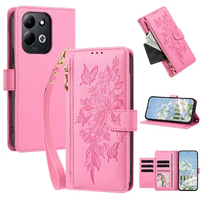 Image de Étui pour Xiaomi Redmi 17 4G/5G, en cuir PU, type portefeuille, avec compartiments, support pour cartes et dragonne, couleur rose
