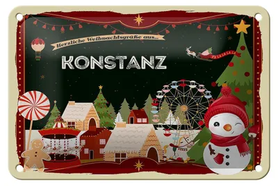 Produktbild von Blechschild Weihnachten Grüße KONSTANZ Geschenk Dekoration  18x12cm