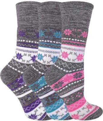 Produktbild von Sock Snob - 3er Pack Damen Winter Thermo Norweger Diabetikersocken Ohne Gummi