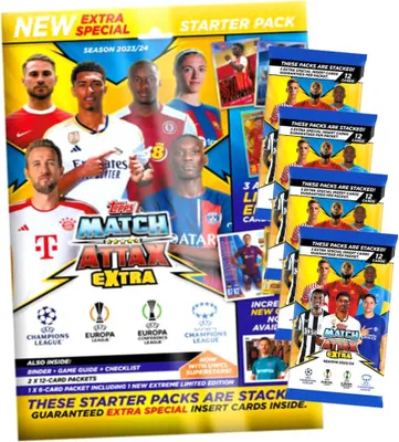 Produktbild von Topps Match Attax Karten Champions League Extra 2023-2024 - 1 Starter + 4 Booster Sammelkarten