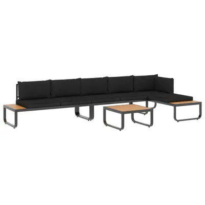 Produktbild von vidaXL 4-tlg. Garten-Ecksofa-Set mit Auflagen Aluminium und WPC