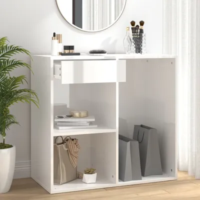 Produktbild von The Living Store Kosmetikschrank Hochglanz-Weiß 80x40x75 cm Holzwerkstoff