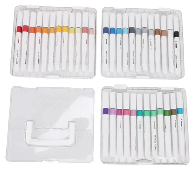 Image de Set de stylos à peinture acrylique, 36 couleurs, marqueurs acryliques polyvalents pour céramique, verre, bois, tissu, pierre, métal, plastique et toile
