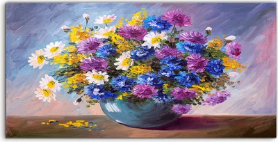 Produktbild von Coloray Spritzschutz aus Glas 120x60  Wandkunst Küchenrückwand Kunst Gemälde Strauß von WildBlumen