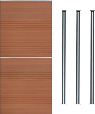 Produktbild von WPC Steckzaun x2 & LED Zaunpfosten x3, 1,85m Braun Kunststoff Gartenzaun