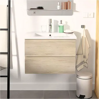 Produktbild von Einzelwaschtisch-Set 60 cm mit Keramikplatte und Chromhahn SORRENTO