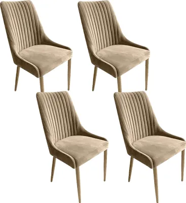 Produktbild von Meble Ares 4er Set Esszimmerstühle MASSIMO - ‎48 x 52 x 100 cm Esstisch Stühle - Stühle Esszimmer - Buchenholz, Samt ‎Creme - Holz