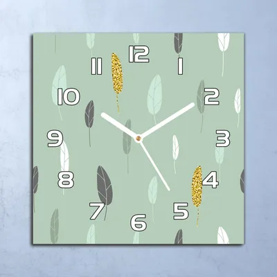 Produktbild von Deko Glasuhr Wanduhr 30x30 Zarte Blätter Quarz Küchenuhr Bürouhr