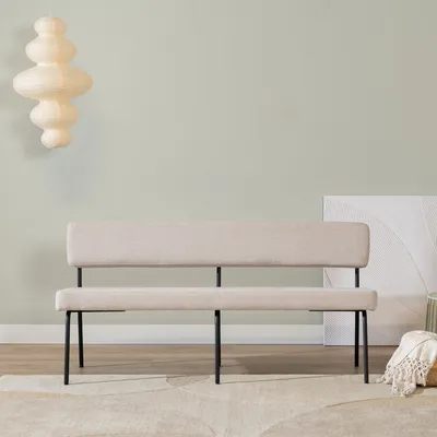 Produktbild von Bronx71 Esszimmerbank recycelter Stoff Espen beige 160 cm