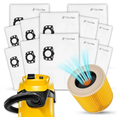 Produktbild von Staubsaugerbeutel Ersatz für Kärcher WD3 Beutel WD2 | KFI 357 | 12 + Filter
