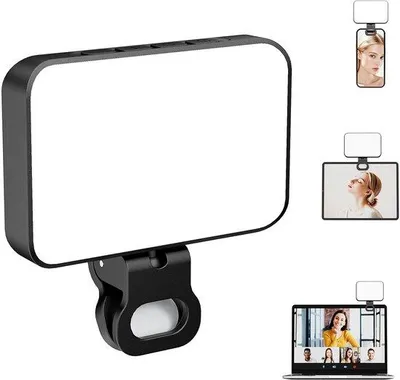 Immagine prodotto di Lampada di bellezza a LED portatile da 2000 mAh con morsetto regolabile, ricaricabile, luce soffusa e regolazione della luminosità