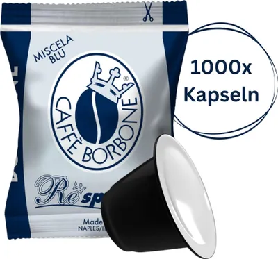 Produktbild von Caffè Borbone Blaue Kaffeemischung, 1000 Kapseln, kompatibel mit Nespresso®*