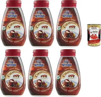 Produktbild von Fabbri Topping Caramello süße Karamellsauce für Eis, Desserts und Kaffee 6x 225g Gluten-frei gebrauchsfertige Sauce dessertsaucen + Italian Gourmet polpa 400g