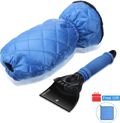 Produktbild von MOHOO Eiskratzerhandschuh Blau – Warmer & wasserdichter Eiskratzer mit Handschuh für Auto & Windschutzscheibe im Winter