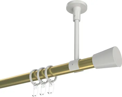 Produktbild von Interdeco Gardinenstange / Vorhangstange Messing-Optik / Weiß, Typ Sonette Sitra (Konus) Deckenmontage, 20 mm Ø 1-läufig, 140 cm