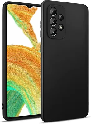 A black smartphone case is shown diagonally on a white background, with the phone screen visible on the left.