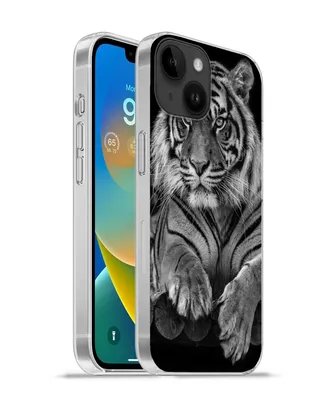 Produktbild von MuchoWow® Handyhülle Schutzhülle Hülle für Apple iPhone 14 - Softcase Sumatra-Tiger auf schwarzem Hintergrund Silikon Softcase Handy Hülle - Mobiltelefonhülle