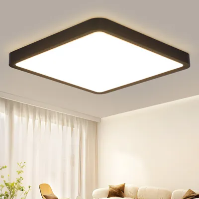 Image de Plafonnier LED ZMH noir 23 W plat 23 cm éclairage de plafond blanc chaud pour chambre à coucher, cuisine, couloir