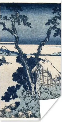 Produktbild von MuchoWow® Poster Blick auf den Berg Fuji - Gemälde von Katsushika Hokusai 40x80 cm - Dekoration