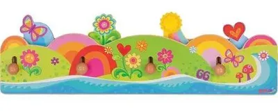 Produktbild von goki Garderobe Flowerpower, Wandgarderobe für Kinderzimmer, 49,2 x 5 x 21 cm