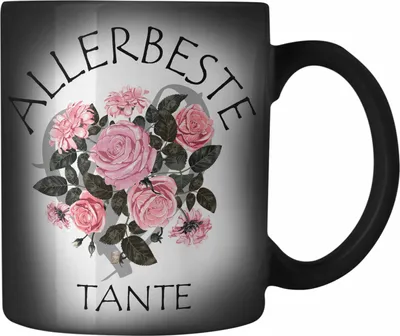 Produktbild von Trendation - Beste Tante Farbwechsel Zauber-Tasse Geschenk Karabiner Farbwechsel Zauber-Tasse Edelstahl für Beste Tante der Welt Geschenkidee Geburtstag (Schwarz)