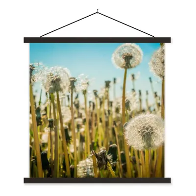 Produktbild von MuchoWow® Textilposter Blumen - Löwenzahn - Gras 40x40 cm mit schwarzem Rahmen - Fotos