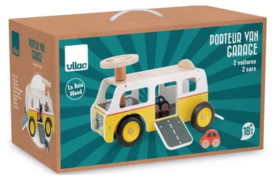 Produktbild von Vilac Rutschfahrzeug Holztransporter/Garage - mit Rampen und Autos