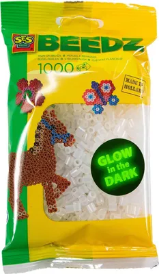 Produktbild von SES Creative 00749 Bügelperlen – 1000 Leuchtende Perlen, die im Dunkeln strahlen, Ideal für kreative Kinderbastelarbeiten, ab 5 Jahren, Sicherungsperle, 1000 Stück(e), Grün, Junge/Mädchen, 5 Jahr(e), 12 Jahr(e)